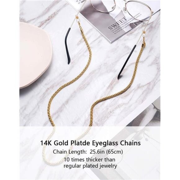 Glasses Chain, Eyeglass Strap For Women Sunglasses - 14K Gold Eyeglasses Chain - Picture 2 of 7